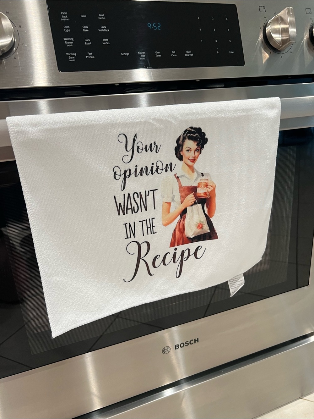 White Retro Tea Towel - Your Opinion Wasn't in the Recipe